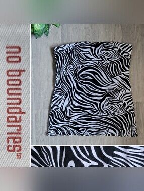 No Boundaries Vintage Zebra Black & White Long Tube Top, Junior Large 11-13